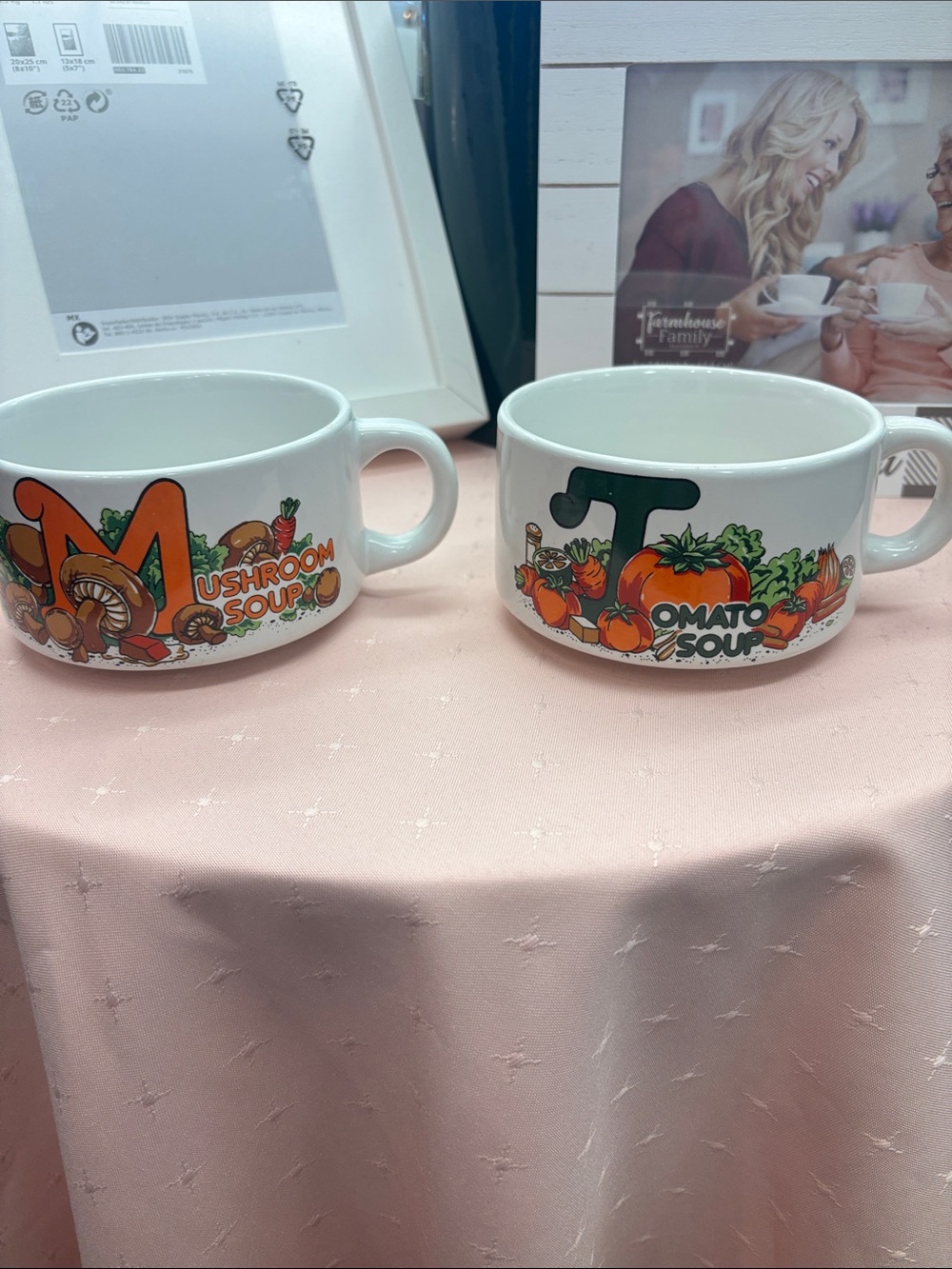 M & T Soup Bowls — Mushroom & Tomato Graphic Set
